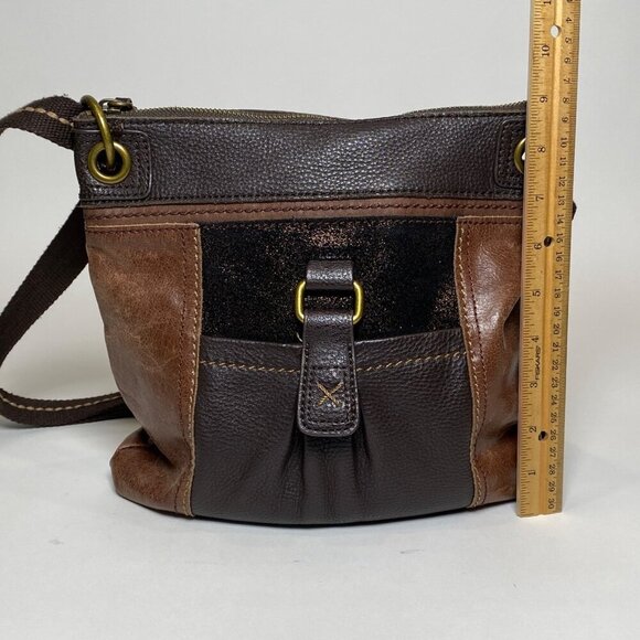 The Sak Pebbled Leather Kendra Crossbody Purse Shoulder Bag Brown Boho Casual - Picture 6 of 10
